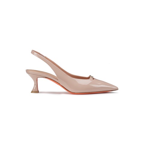 Women's pink patent leather mid-heel slingback - Santoni - 1