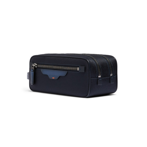 Blue leather and nylon beauty case - Santoni - 2