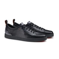 Men's black leather Santoni Off-duty sneaker - Santoni - 2