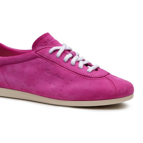 Women's pink suede sneaker - Santoni - 5