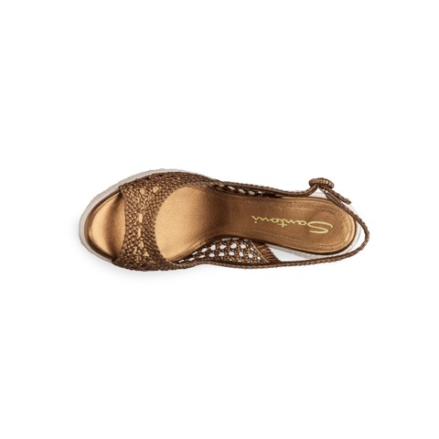 Women's gold leather wedge - Santoni - 4