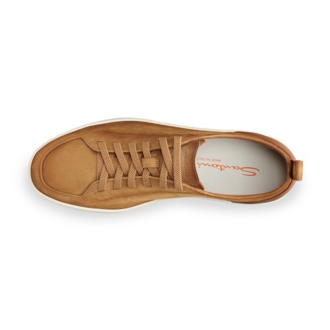 Men's light brown nubuck Santoni Off-duty sneaker - Santoni - 4