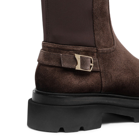 Dunkelbraune Stiefel für Damen aus Wildleder - Santoni - 6