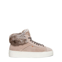 Women&rsquo;s pink fur and suede sneaker - Santoni - 1