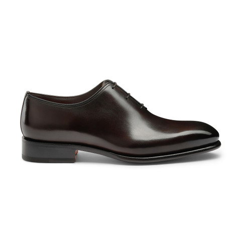 Men's polished brown leather Oxford shoe - Santoni - 1