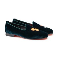 Men's green velvet loafer - Santoni - 2