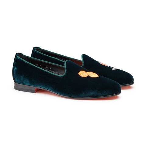 Men's green velvet loafer - Santoni - 2