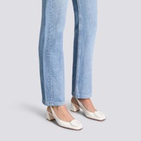 Women's white leather mid-heel slingback - Santoni - 2