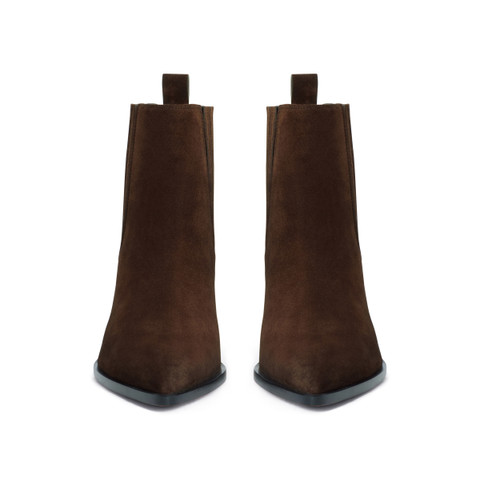 Women's dark brown suede texan ankle boot - Santoni - 4