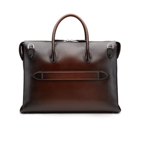 Sac d&rsquo;ordinateur en cuir brun fonc&eacute; - Santoni - 4