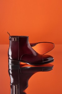 Men's burgundy leather ankle boot - Santoni - editorial