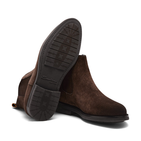 Stivaletto chelsea da uomo in suede marrone - Santoni - 3
