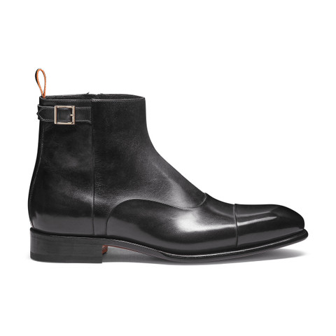 Men's grey leather ankle boot - Santoni - 1