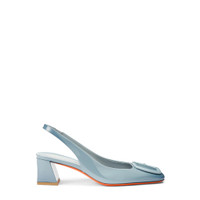 Women's light blue patent leather mid-heel slingback - Santoni - 1