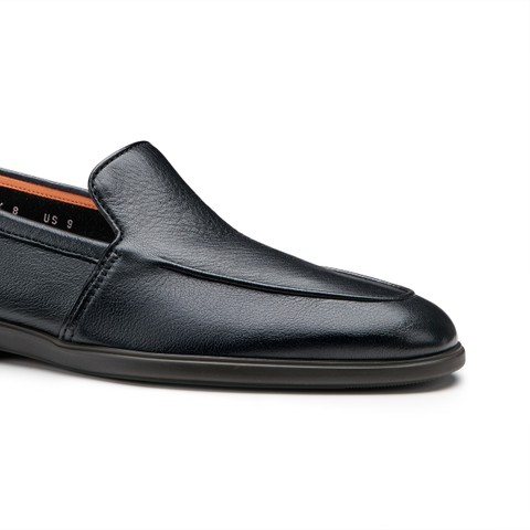 Men's black leather loafer - Santoni - 5