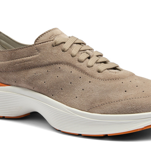 Men's beige suede and leather Easy Bounce sneaker - Santoni - 6