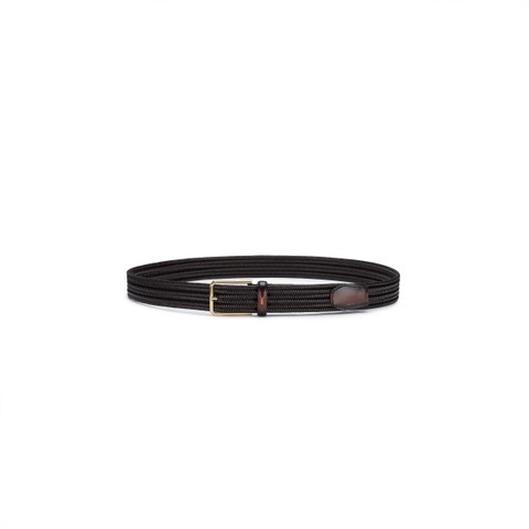 Dark brown woven leather belt - Santoni - 3