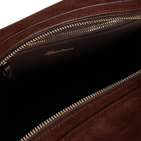 Dark brown suede shoulder bag - Santoni - 6