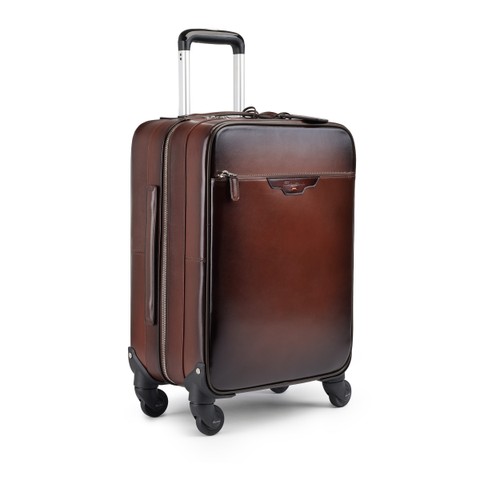 حقيبة سفر من الجلد بلون بني داكن - Santoni - 3