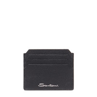 Black tumbled leather credit card holder - Santoni - 1