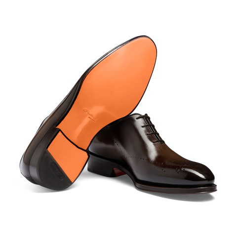 Men's dark brown leather Oxford shoe - Santoni - 4