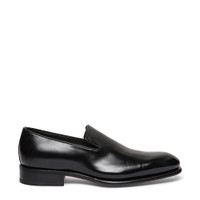 Men's black leather loafer - Santoni - 1