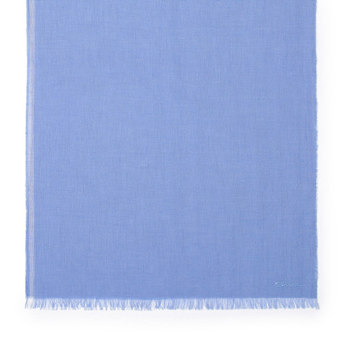 Light blue linen, cashmere and silk scarf - Santoni - 3
