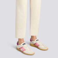 Women's white and violet leather and suede DBS Oly sneaker - Santoni - 2