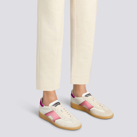 Women's white and violet leather and suede DBS Oly sneaker - Santoni - 2