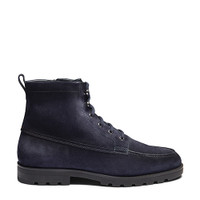 Men’s blue suede lace-up boot with fur - Santoni - 1