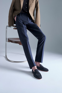 Men's blue suede Carlo loafer - Santoni - editorial