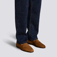 Men's light brown suede Carlo penny loafer - Santoni - 2