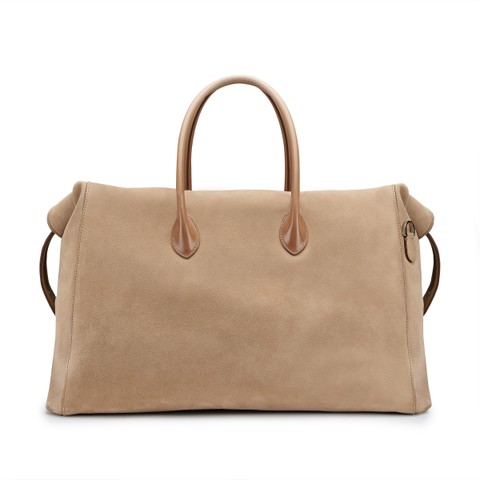 Beige suede and leather weekend bag - Santoni - 5
