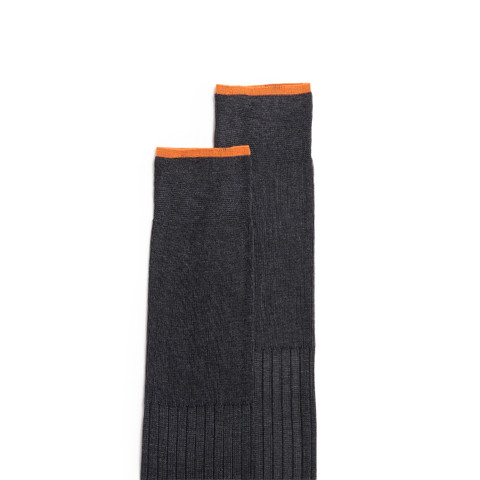 Grey Filo di Scozia mercerised cotton high socks - Santoni - 3