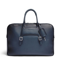 Blue leather laptop bag - Santoni - 1