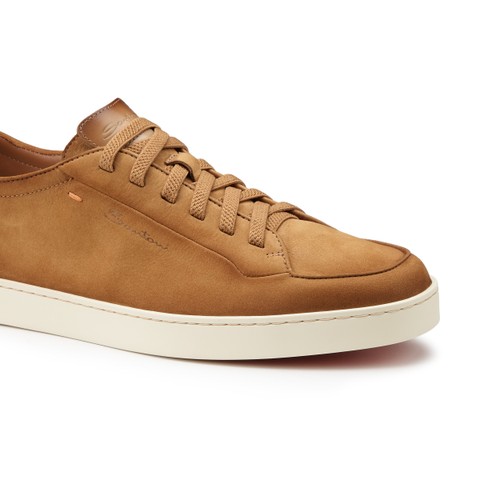 Men's light brown nubuck Santoni Off-duty sneaker - Santoni - 5