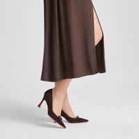 Women's dark brown suede high-heel pump - Santoni - 2