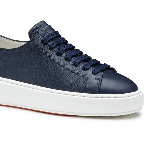 Women's blue leather sneaker - Santoni - 5