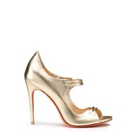 Sandale &agrave; talon haut en cuir lam&eacute; dor&eacute; pour femme - Santoni - 1