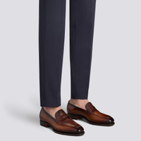 Men's dark brown leather penny loafer - Santoni - 2