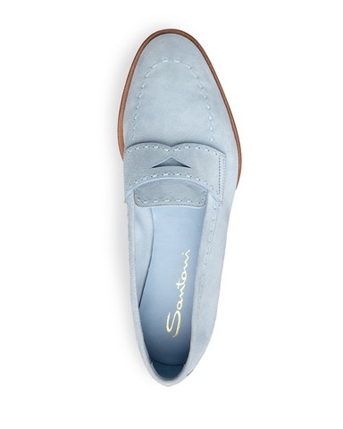 レディース スエード ペニーローファー ライトブルー - Santoni - 6