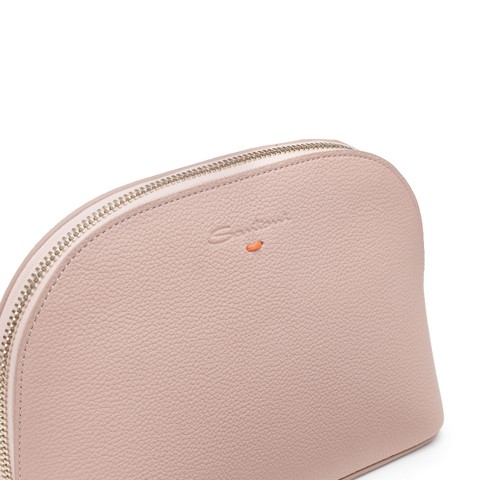 Pink tumbled leather pouch - Santoni - 5