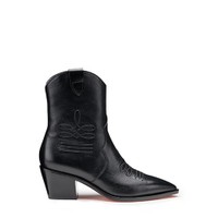 Stivaletto texano da donna in pelle nera - Santoni - 1
