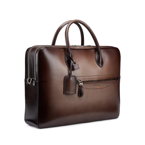 Brown leather laptop bag - Santoni - 3