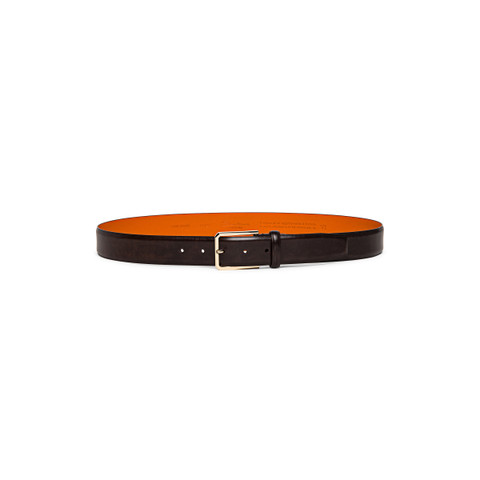 Men&rsquo;s polished brown leather adjustable belt - Santoni - 3