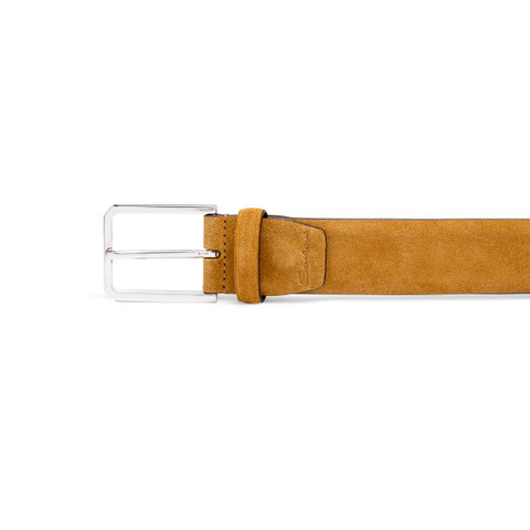 Men's light brown suede adjustable belt - Santoni - 3