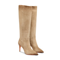 Stivale tacco alto da donna in suede beige - Santoni - 2