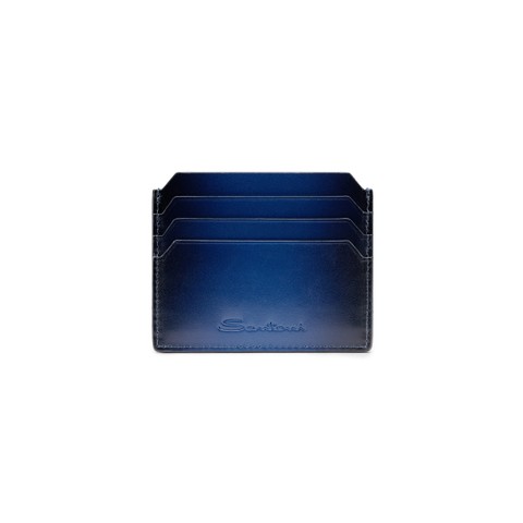 Blue leather credit card holder - Santoni - 1