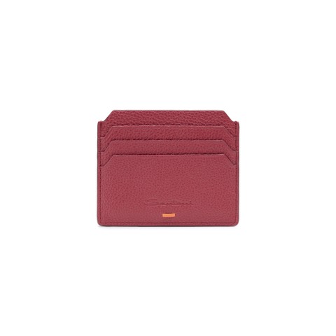Red tumbled leather credit card holder - Santoni - 1