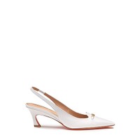 Women's white leather low-heel slingback - Santoni - 1